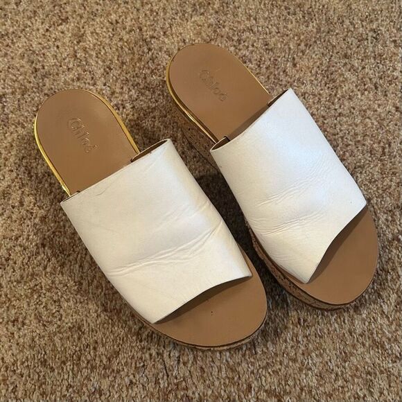 Chloe Wedge Sandal Leather White - Picture 1 of 13